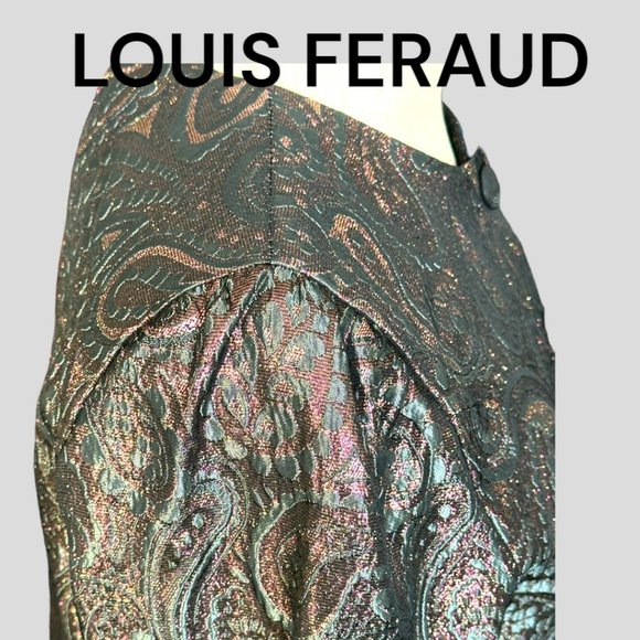 VINTAGE LOUIS FERAUD PAISLEY LAME CROPPED FITTED JACKET (SZ 6) (EUC) - Picture 6 of 9